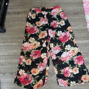 Elegant Floral Wide-Leg Women's Pants